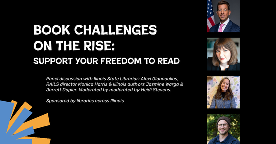 Book Challenges on the Ride Freedom to Read Banner with photos of presentersture