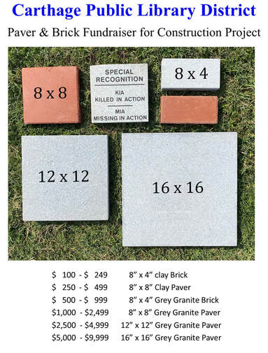 Brick and paver fundraiser sizes and prices