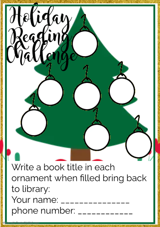 Holiday reading challenge fill the 7 ornaments wtih book names that you read in November and December. 